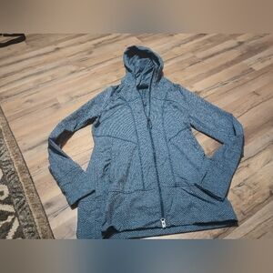 Athleta Blue Heathered Hooded Zip Jacket